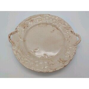 Double-Handled Tuscan Platter Grapes And Vines Crackle Distressed Majolica
